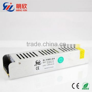 24v 6.25a 150w slim case strip shape led driver , ac dc 24v switching mode power supply with 2 years of warranty