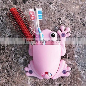 Factory Wholesale Cute bathroom frog Children baby Toothbrush holder with suction cup