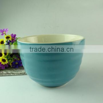 Hot sale round porcelain popcorn bowl blue glazed Bowl Cheap Ceramic Bowl ceramic porcelain for kitchen