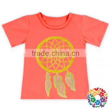 Short Sleeve t-Shirt Dreamcatcher Print Cotton Top Plain Orange Baby t-Shirt For Babies