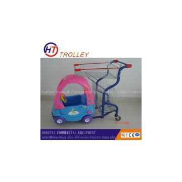 Kids Shopping Trolley Cart With Funny Toy For Supermarket