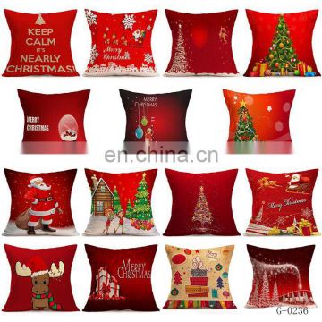 Linen Cushion Cover Christmas Decorations for Home Santa Claus Christmas Tree Pattern Xmas Decoration New Year Decor Pillow Case