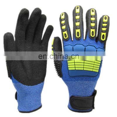 Construction Oilfield Cut Level 5 Lined Working Gloves Mechanical TPR Impact Resistant Safety Gloves