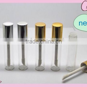 makeup glass tube, lipgloss glass tube with shiny metal cap
