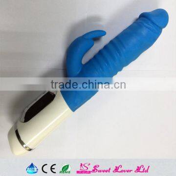 High quality sex products two powerful machine g-spot rotating rabbit vibrator on sale