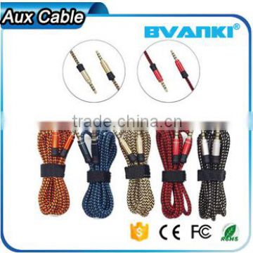 new products 2016 Quality nylon Fabric braided Aux cable 3.5mm male male colorful audio cable free samples                        
                                                                                Supplier's Choice