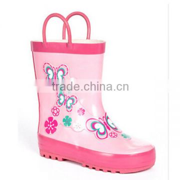good quality cheap kids rain boots with handle,fancy animal printed customized rubber boots,lovely antiskid gum boots