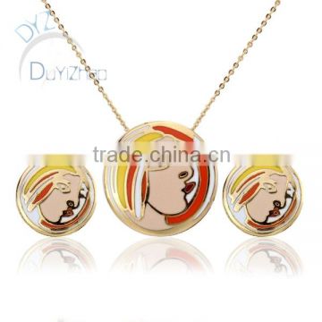 fashion round shape earring and necklace pendent jewelry set for jewelry making