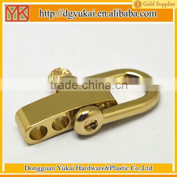 Yukai adjustable dog collar D-shackle clasp in gold color