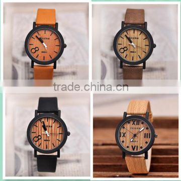 Hot In Stock Mixed Color Retro Cheap Wooden Watches Wood Women Men Wristwatch Brown Leather Analog Quartz Clock OEM watch