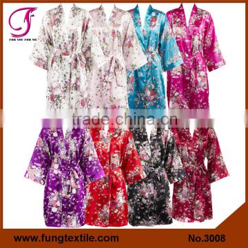 3008 Women Floral Satin Robe