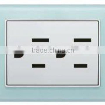 crystal panel american double 15a wall socket
