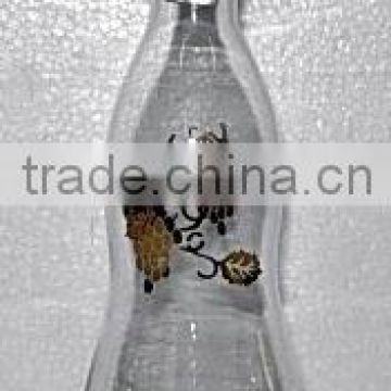 CLEAR WITH DECAL GLASS OIL BOTTLE