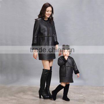 hot new products for 2015 rose red black cute long sleeve mum daughter matchin outfit