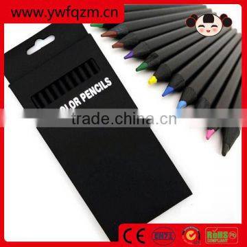 Promotional black pencil 12 pcs wooden color pencils