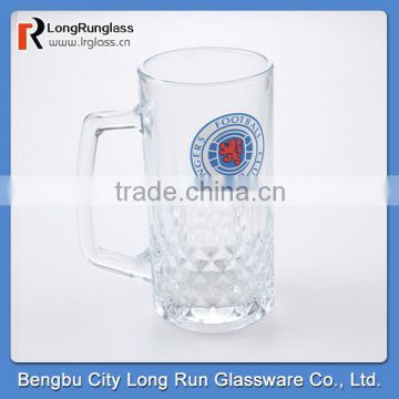 LongRun 530ml frosted football team beer glass drinking glass cup with handle