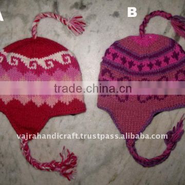 Nepal Woolen Inner Fleece Pink Winter Christmas Child Hat