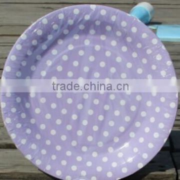 Lavender and White POLKADOT Paper Plates Pack includes 12 paper plates Size 9" (23cm)