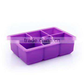 6 square cavity silicone ice cube maker mold for drinking whisky
