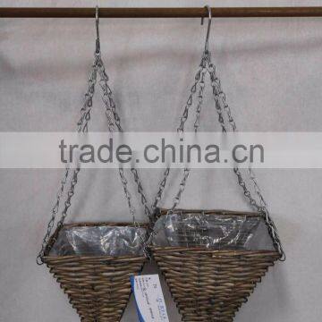 antique wicker gardon hanging flower plant basket outdoor hanging plant pots with iron chains