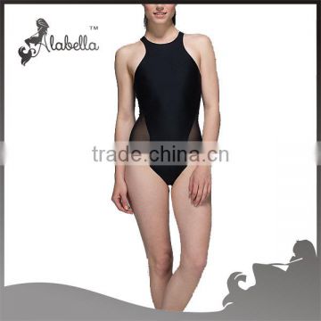 Mesh panel black & sexy swimming dress