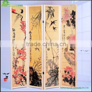 Chinest style design printing on wood Home Decoration Birch Screen high detailed bamboo screens GVSD033