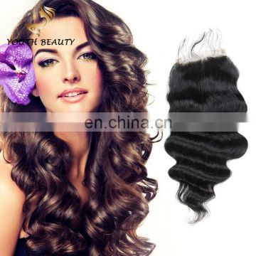 Youth Beauty Hair Malaysian Human Hair Lace Closure Wholesale 4*4inch Silk Swiss Lace Closure in loose wave