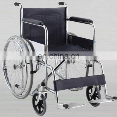 Economic hospital folding manual steel wheelchair