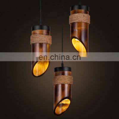 Vintage Bamboo Design LED Pendant Light E27 Decorative Loft Lamps