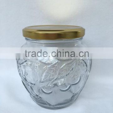 580ml glass honey jars with spoon