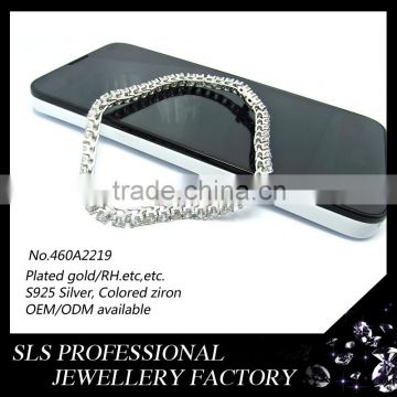 2016 new product 925 silver white gold plated zirconia micro pave funky bracelets for girls