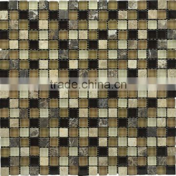 15x15x8mm Glass mix marble mosaic tile glass mix stone mosaic tile