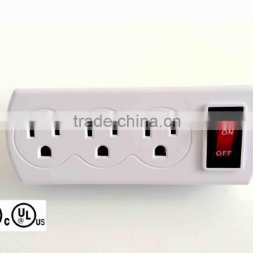 UL CUL AC triple energy saving outlet swich electric plug adapter