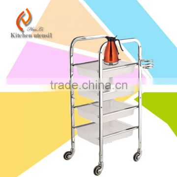 Multi-layers Commercial industrial stainless steel Kitchen dinnner serving trolley cart with wheels