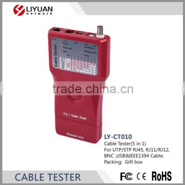 LY-CT010 Multipurpose 5 In 1 Network Cable Tester RJ45/RJ11/USB/BNC/IEEE1394 LAN Cable Cat5 Cat6 Cat7 Wire Telephone Tester