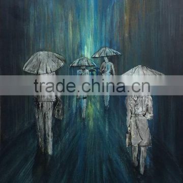 SH090 100% Handmade High Quality Paintings Raining Day landscape Canvas Art Wall Oil Painting