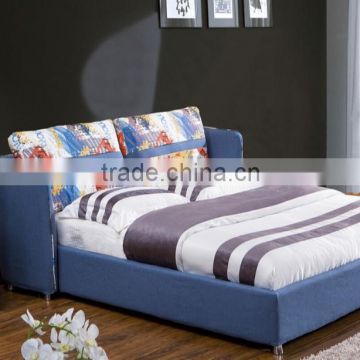 Colorful Cushion Headboard American Style Fabric PVC PU Bed Home Furniture (Torrent Bed)