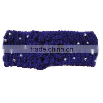 Baby Flower Pearls Crochet Knit Headwraps FCK-102540600-A
