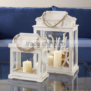 Outdoor Handmade Hanging Wooden Lantern For Candle