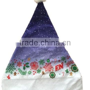 Best selling new products fabric cap gingerbread man candy cane printed wool felt unique christmas hat wholesale with starrysky