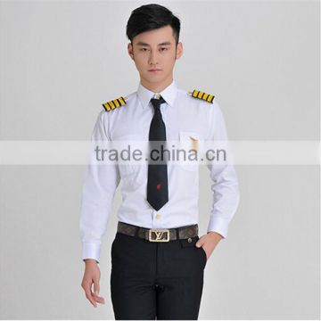 Juqian Custom Good Quality Long Sleeve Pilot Shirt,Man Airline Uniform,White Mens Airline Pilot Unform Shirts