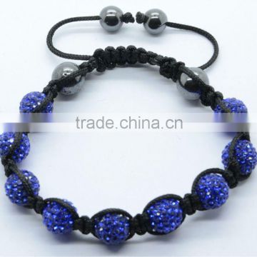 hot sales shamballa bracelet 9PCS Dark Blue Crystal Balls Beaded Bracelet
