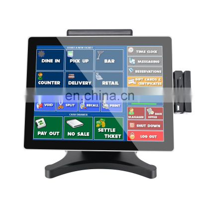 POS Cash Register POS Machine 4G+64G with 15inch Touch Screen Monitor WiFi Module Windows 10 for Small Business Double Screen