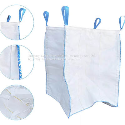SWL FIBC Bulk Bag, 1 Ton Bag with 4 Lift Loops, Duffle Top Flat Bottom, Woven Polypropylene Bag for Sand, Industrial, Farm Storage, and Transport
