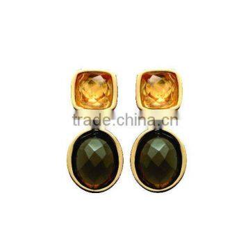 NATURAL STONE EARRING in gold plated