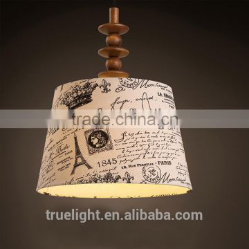 vintage cloth like newspaper shade wooden pendant lamp china supplier                        
                                                Quality Choice