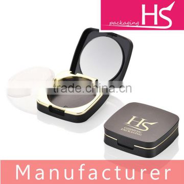 OEM black square pressed powder packaging with mirror