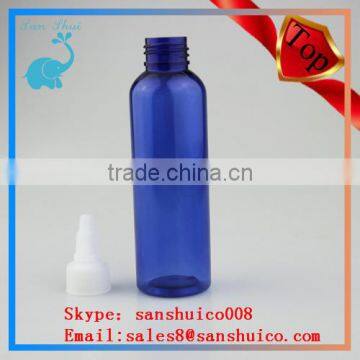 colored blue pet bottle with white twist cap for e-cigars liquids