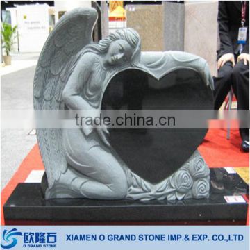 2014 black angel heart shaped granite tombstone                        
                                                Quality Choice