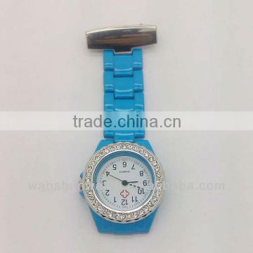 Nice color plated rhinestone nurse quartz watches